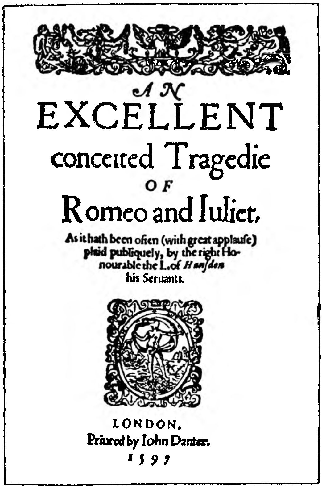 Титульный лист первого издания «Ромео и Джульетты», 1597