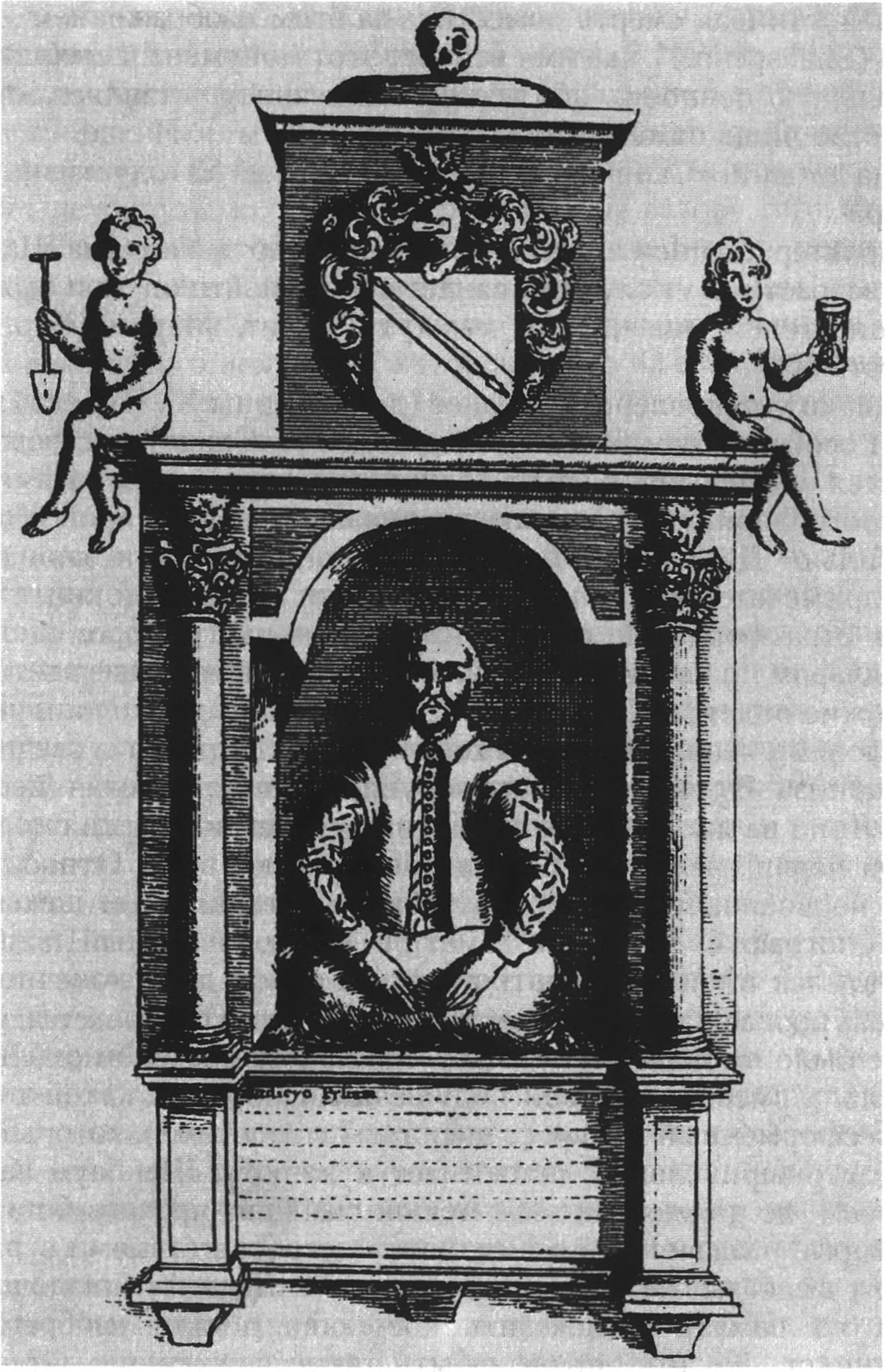 Стратфордский бюст Шекспира по гравюре У. Дагдейла. 1656 г. Нет ни пера, ни бумаги