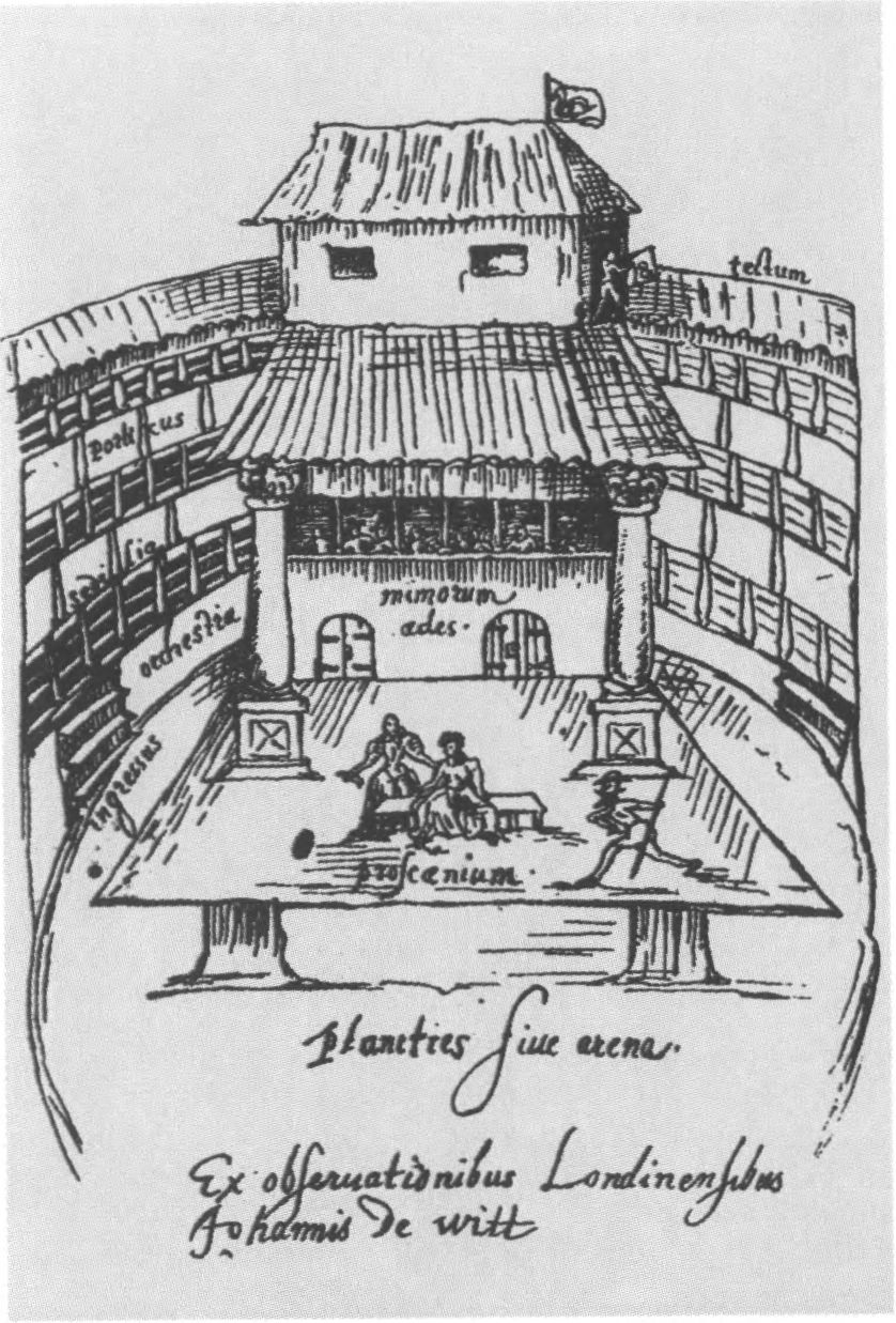 Интерьер лондонского театра «Лебедь». Рисунок пером И. де Витта. Около 1596 г.