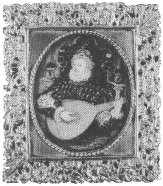 Елизавета, играющая на лютне. Миниатюра Н. Хиллиарда. Около 1580 г.