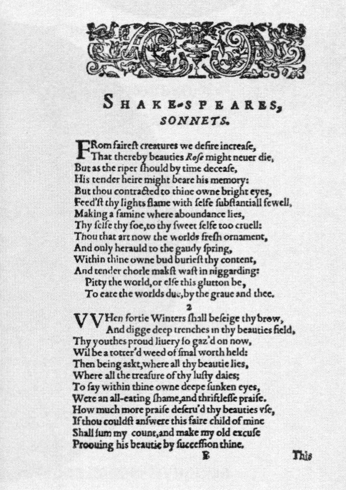 Знаменитое издание «Сонетов» 1609 года, с не менее знаменитым посвящением, подписанное Томасом Торпом