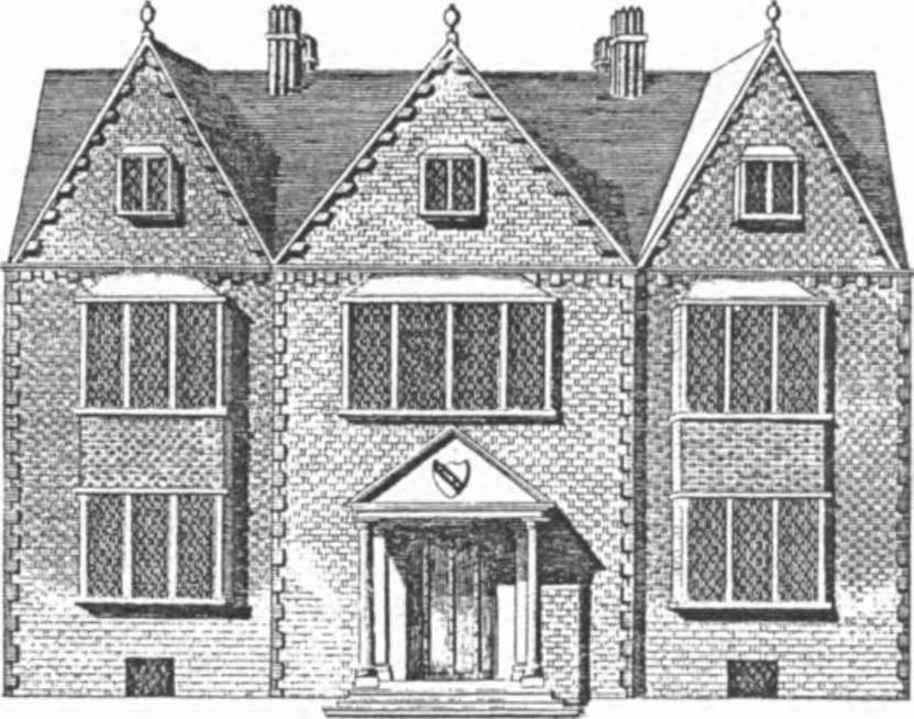 За исключением конька крыши, этот рисунок, сделанный в конце века, представляет дом Шекспира, «Новое место», в том виде, как он, вероятно, выглядел при жизни хозяина