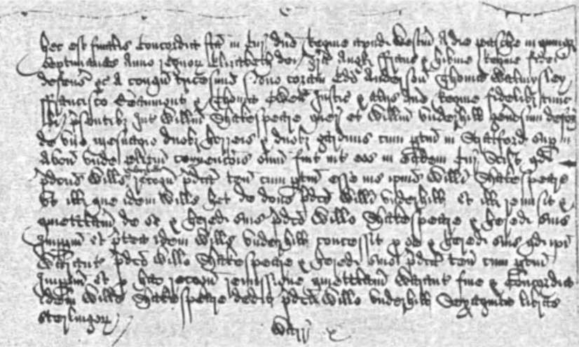В нижней части красиво написанного документа о покупке Шекспиром «Нового места» видна четкая подпись, которая под стать достатку ее обладателя