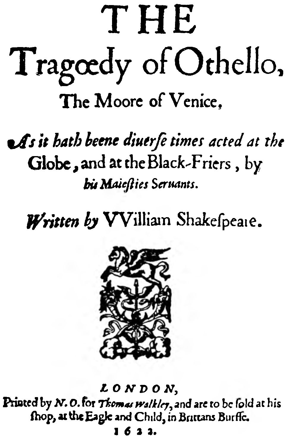 Титульный лист первого издания «Отелло». 1622
