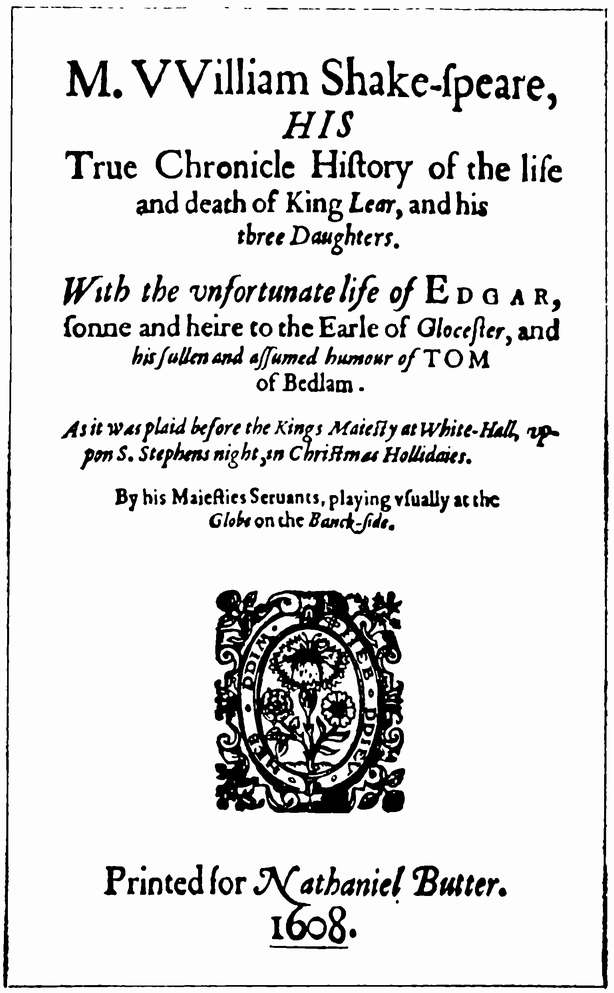 «Пиратское» кварто «Короля Лира», изданное Томасом Павиэром с фальсифицированной датой выпуска книги — 1608