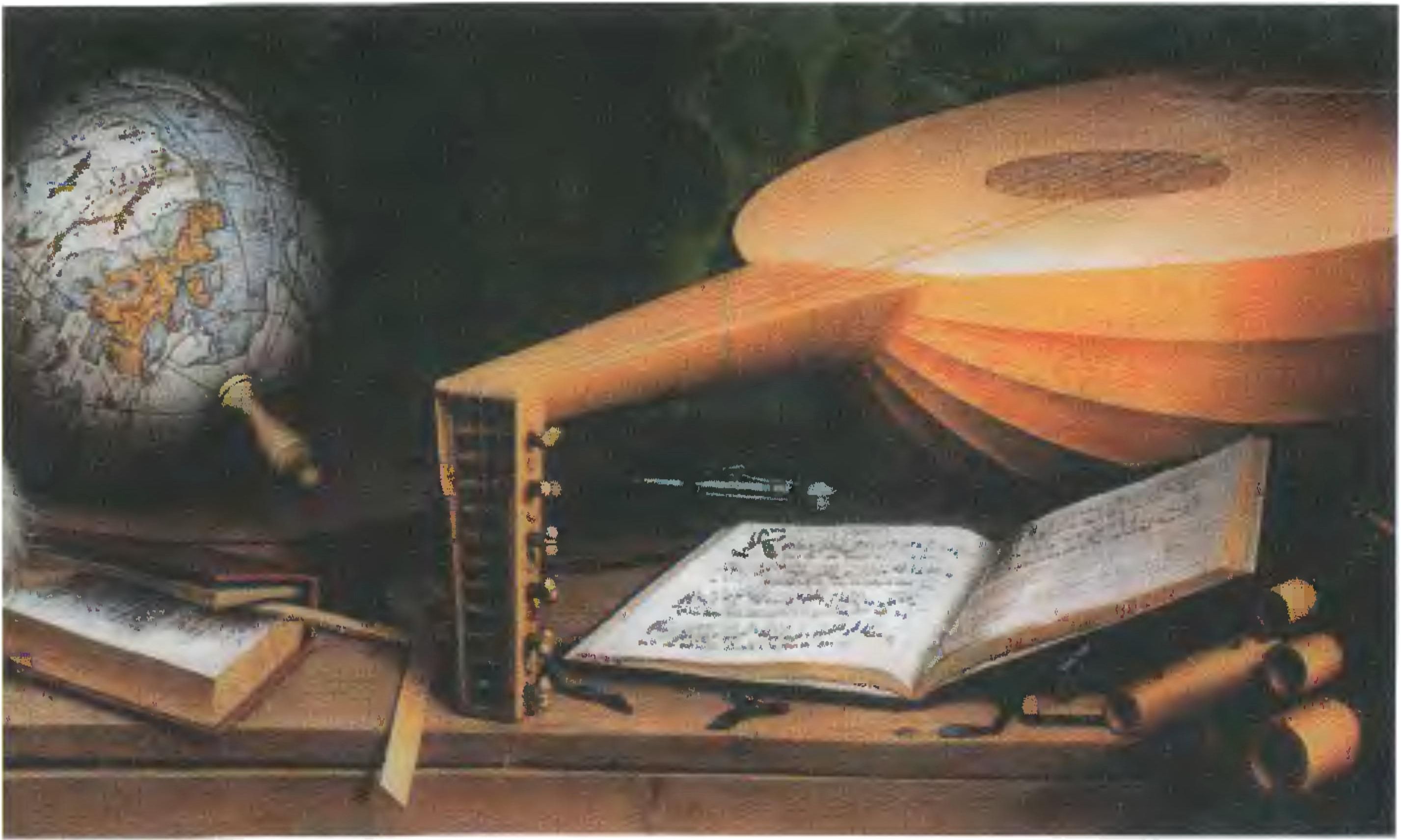 Деталь картины Г. Гольбейна «Послы». Предметы на нижней полке