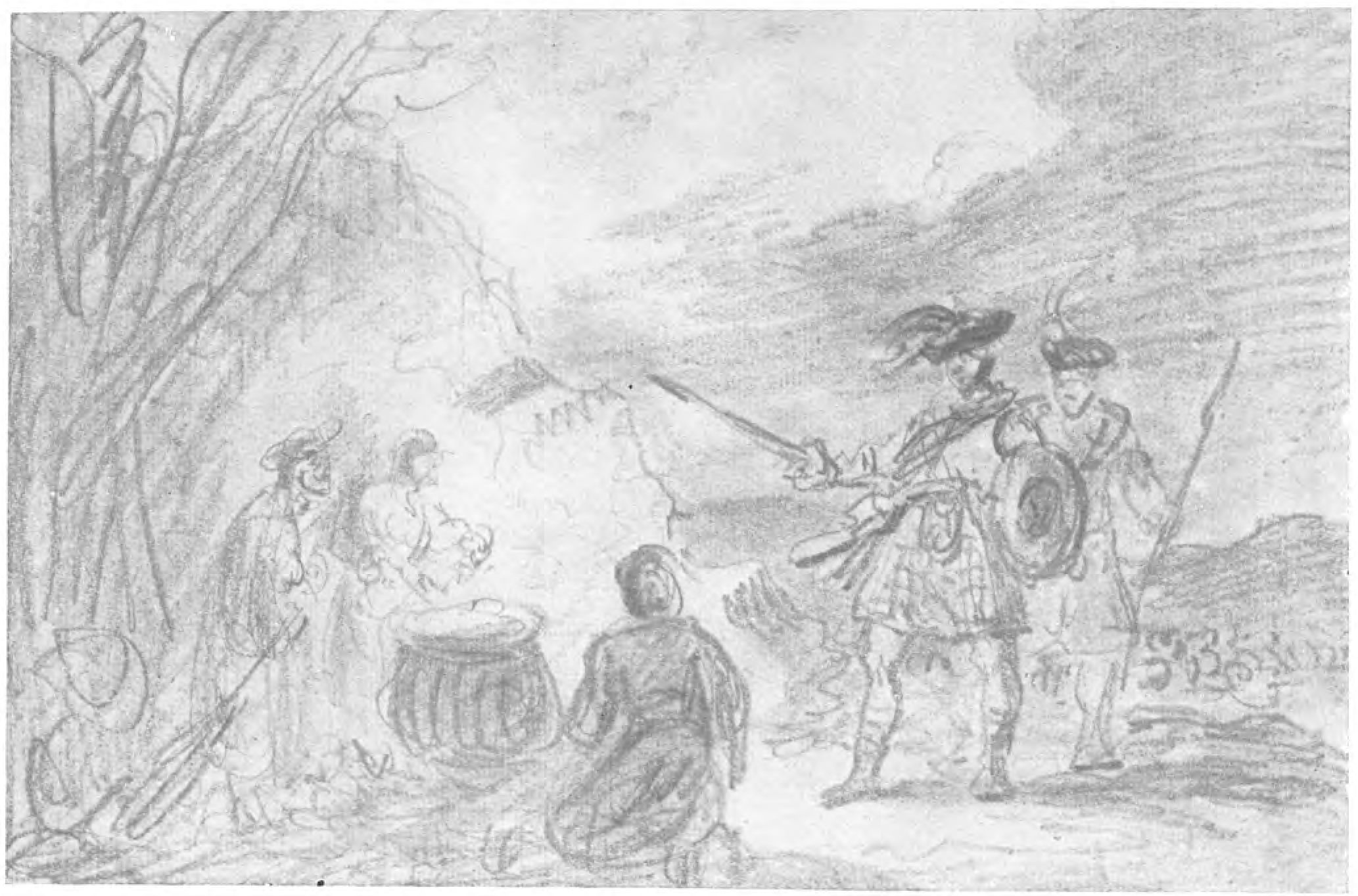 Макбет и ведьмы. Рисунок А.О. Орловского. (1800-е годы) Государственный Русский музей