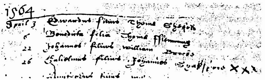 Самая ранняя отсылка на Уильяма Шекспира в записи о его крещении в приходской книге церкви Святой Троицы