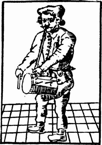 Ричард Тарлтон, первый великий комик елизаветинской эпохи, демонстрирует с помощью барабана и флейты возможность быть человеком-оркестром