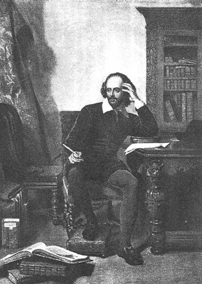 Шекспир за работой (Shakespeare in his Study). Картина Джона Фэда (Jorn Faed, 1820—1902)